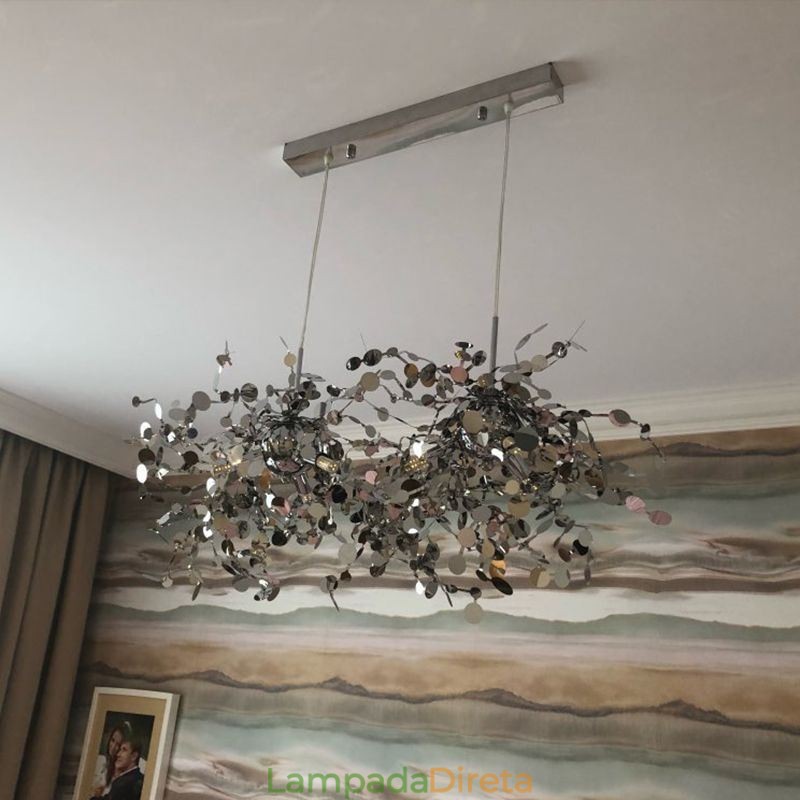 Lustre moderno minimalista em aço inoxidável