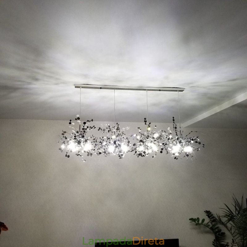 Lustre moderno minimalista em aço inoxidável