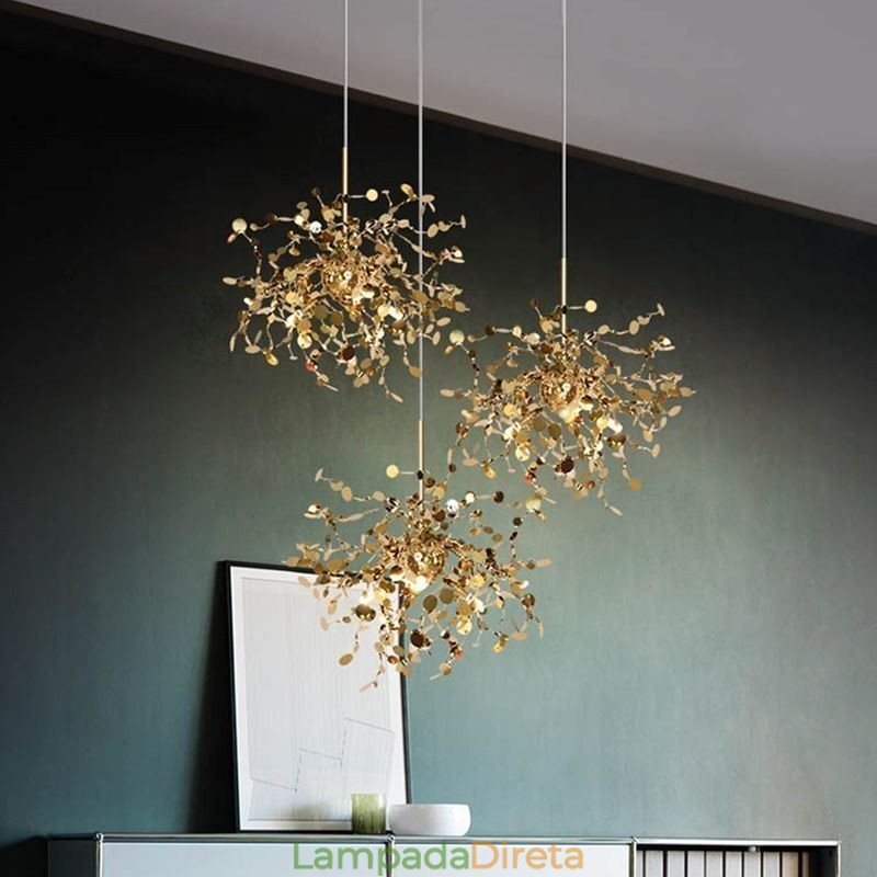 Lustre de lantejoulas em aço inoxidável, iluminação pendente para jantar