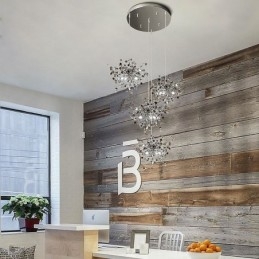 Lustre de lantejoulas em aço inoxidável, iluminação pendente para jantar
