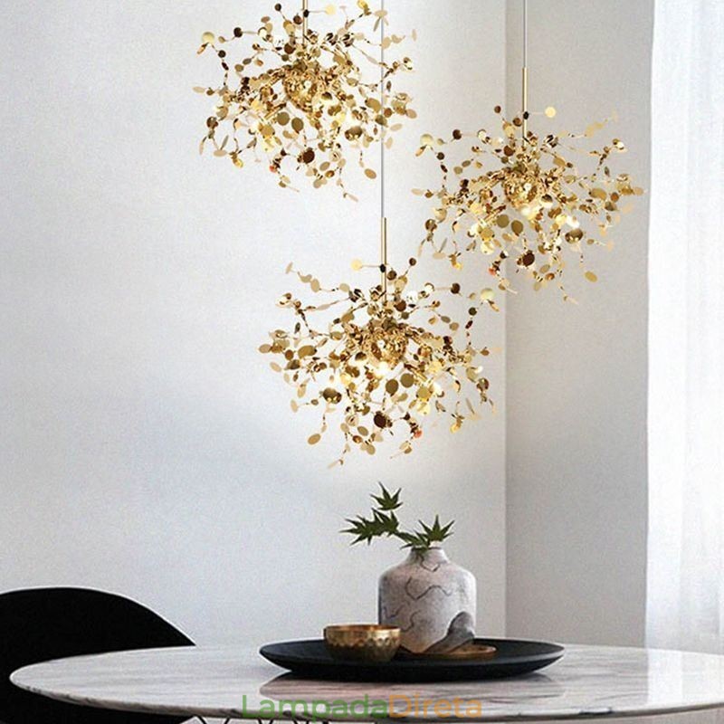 Lustre de lantejoulas em aço inoxidável, iluminação pendente para jantar
