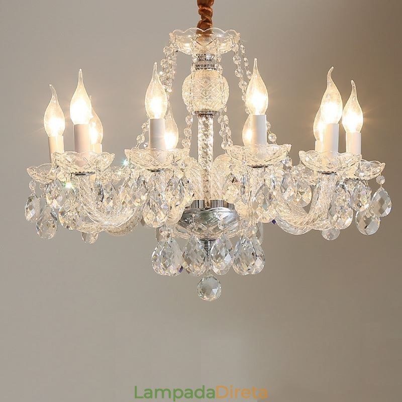Lustre de cristal transparente europeu de luxo decorativo luz de teto