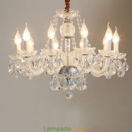 Lustre de cristal transparente europeu de luxo decorativo luz de teto Lustre de cristal transparente europeu de luxo decorativo luz de teto