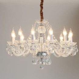 Lustre de cristal transparente europeu de luxo decorativo luz de teto