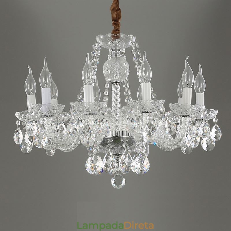 Lustre de cristal transparente europeu de luxo decorativo luz de teto