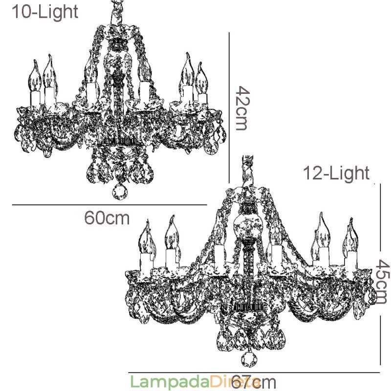 Lustre de cristal transparente europeu de luxo decorativo luz de teto