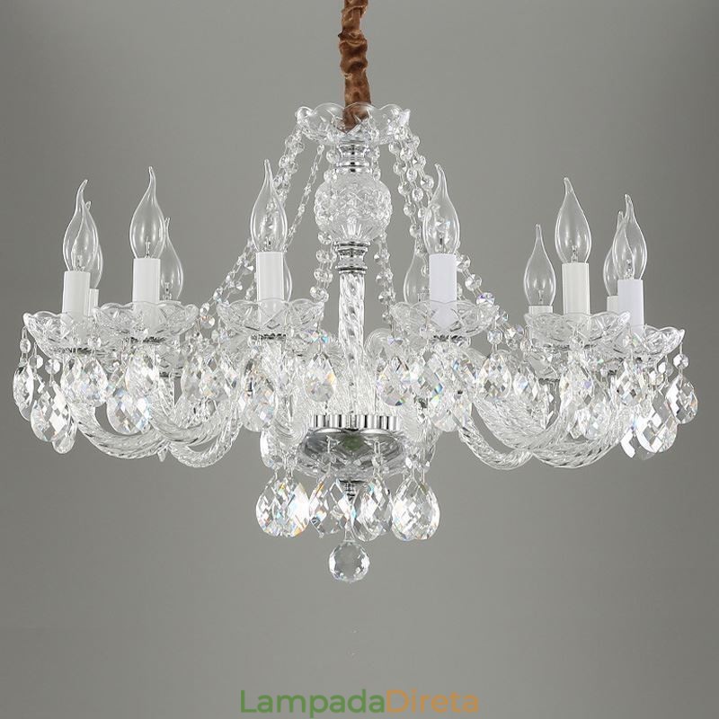 Lustre de cristal transparente europeu de luxo decorativo luz de teto