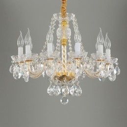 Lustre de cristal transparente europeu corpo dourado luxo decorativo luz de teto