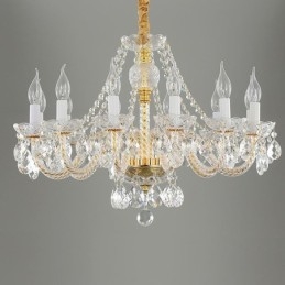 Lustre de cristal transparente europeu corpo dourado luxo decorativo luz de teto