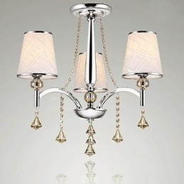 Lustre moderno contemporâneo de cristal cromado em metal