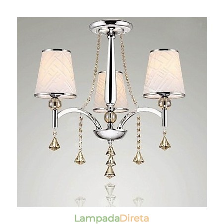 Lustre moderno contemporâneo de cristal cromado em metal Lustre moderno contemporâneo de cristal cromado em metal