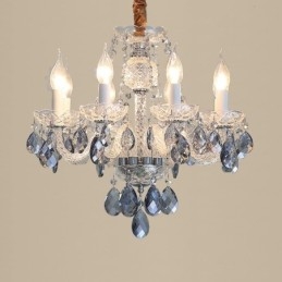 Lustre de cristal azul europeu corpo de luz de vidro 8 luzes