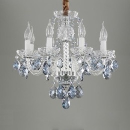 Lustre de cristal azul europeu corpo de luz de vidro 8 luzes