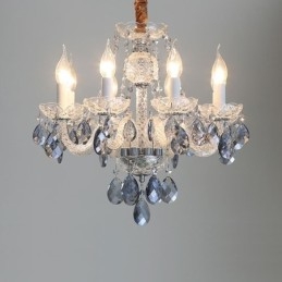Lustre de cristal azul europeu corpo de luz de vidro 8 luzes