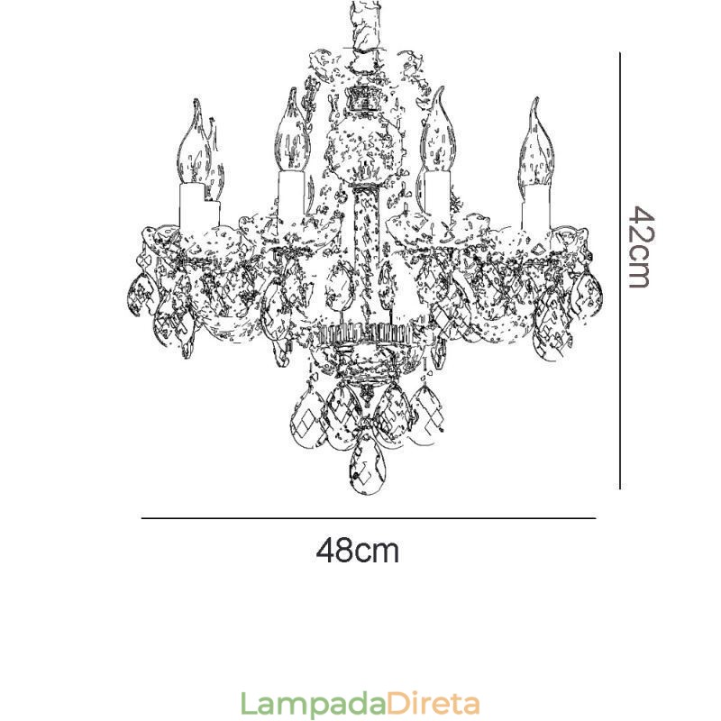 Lustre de cristal azul europeu corpo de luz de vidro 8 luzes