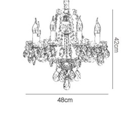 Lustre de cristal transparente europeu, corpo de lâmpada de vidro, 8 luzes, corpo dourado, lâmpada de teto