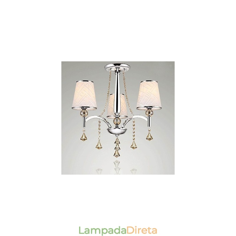 Lustre moderno contemporâneo de cristal cromado em metal
