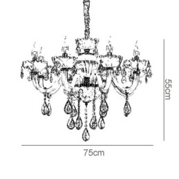 Lindo lustre de cristal europeu cor conhaque luz de teto corpo de vidro 8 luzes