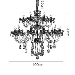 Lustre de cristal luxuoso europeu cor conhaque lâmpada de teto corpo de vidro camada dupla 12 + 6 luzes