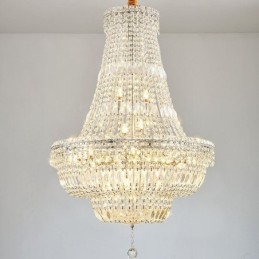 Lustre de cristal retrô americano de luxo com luz de teto de cristal com 18 luzes