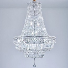 Lustre de cristal retrô americano de luxo com luz de teto de cristal com 18 luzes
