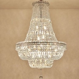 Lustre de cristal retrô americano de luxo com luz de teto de cristal com 18 luzes