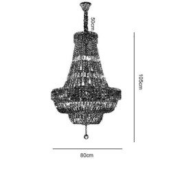 Lustre de cristal retrô americano de luxo com luz de teto de cristal com 18 luzes