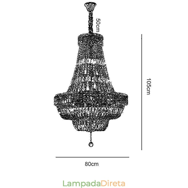 Lustre de cristal retrô americano de luxo com luz de teto de cristal com 18 luzes