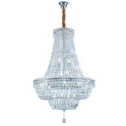 Lustre de cristal retrô americano de luxo com luz de teto de cristal com 18 luzes