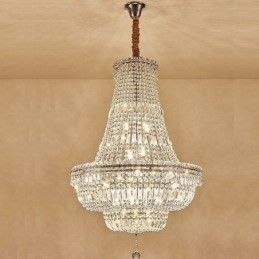 Lustre de cristal retrô americano de luxo com luz de teto de cristal com 18 luzes