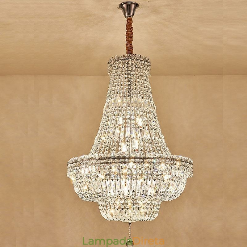 Lustre de cristal retrô americano de luxo com luz de teto de cristal com 18 luzes