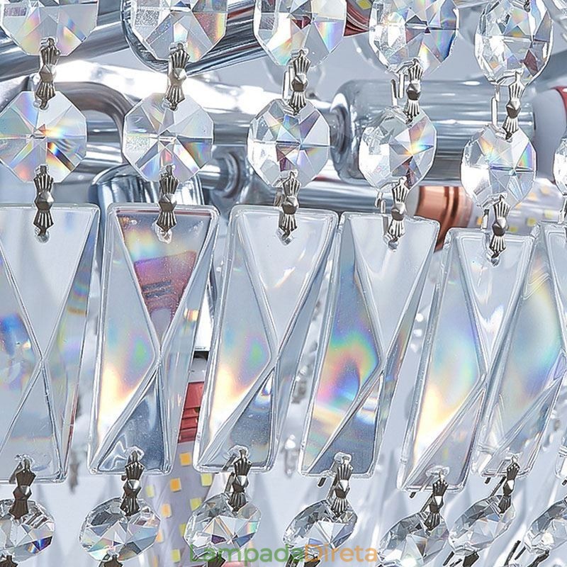 Lustre de cristal retrô americano de luxo com luz de teto de cristal com 18 luzes