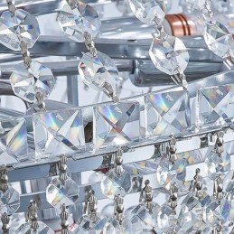 Lustre de cristal retrô americano de luxo com luz de teto de cristal com 18 luzes