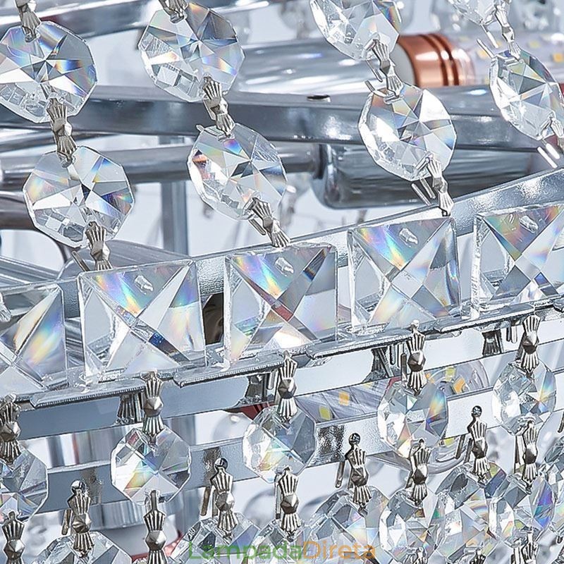 Lustre de cristal retrô americano de luxo com luz de teto de cristal com 18 luzes