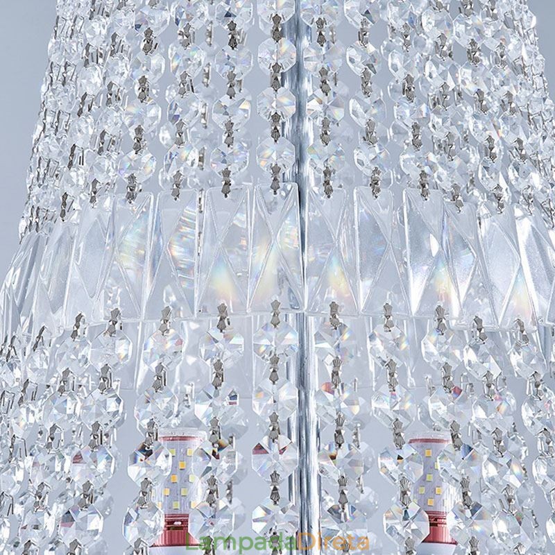 Lustre de cristal retrô americano de luxo com luz de teto de cristal com 18 luzes