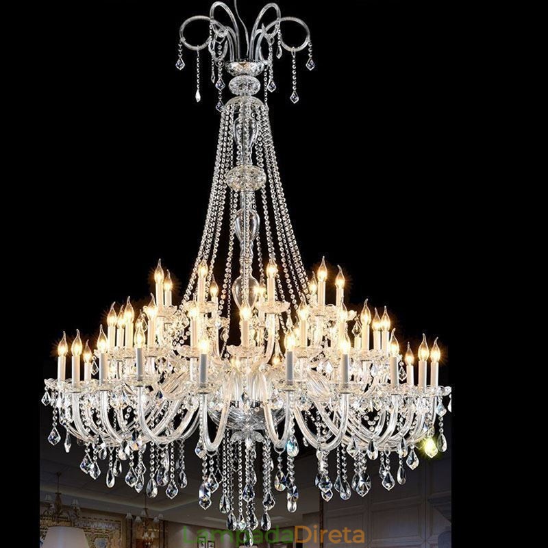 Lustre de cristal europeu decoração de cristal luz de teto com 65 luzes
