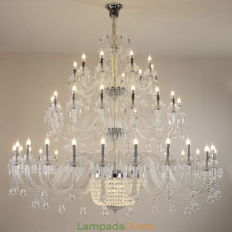 Lustre de cristal europeu decoração luz de teto com 50 luzes