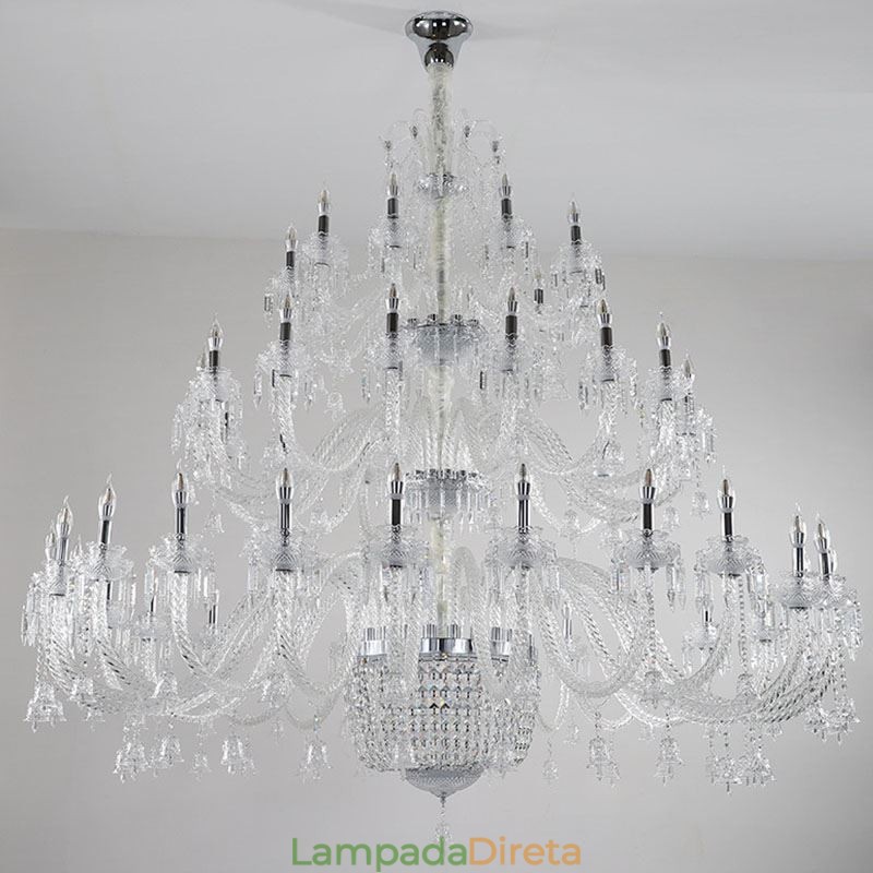 Lustre de cristal europeu decoração luz de teto com 50 luzes