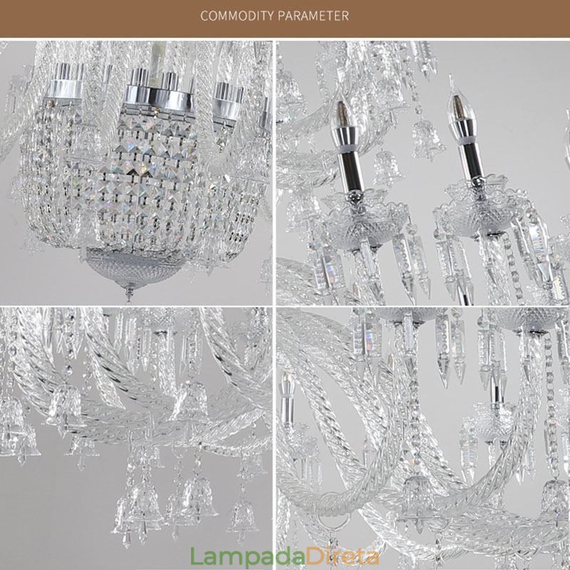Lustre de cristal europeu decoração luz de teto com 50 luzes