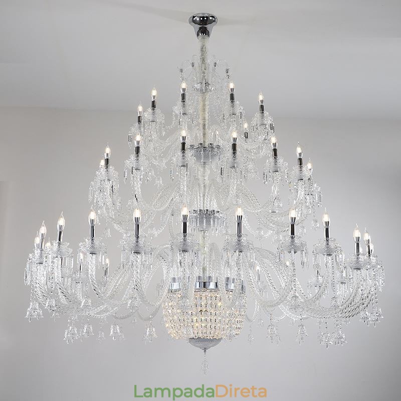Lustre de cristal europeu decoração luz de teto com 50 luzes