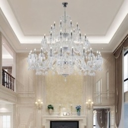Lustre de cristal europeu decoração luz de teto com 50 luzes