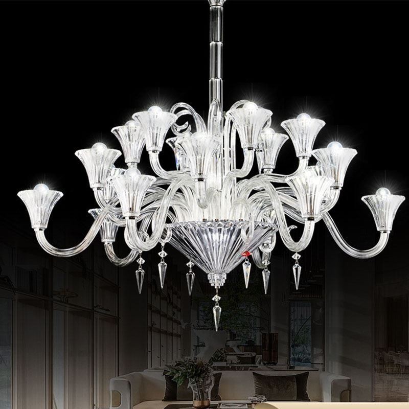 Lustre de cristal europeu decoração luz de teto com 18 luzes