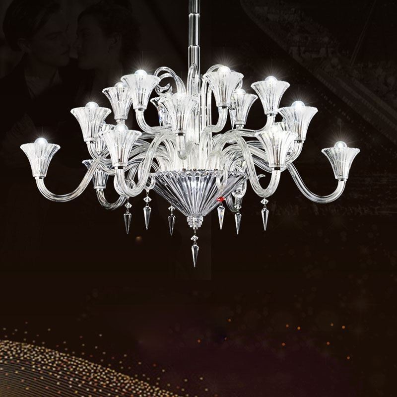Lustre de cristal europeu decoração luz de teto com 18 luzes