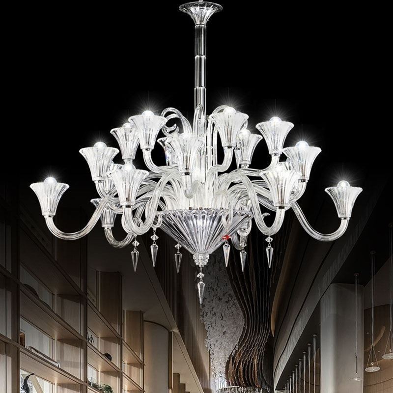 Lustre de cristal europeu decoração luz de teto com 18 luzes