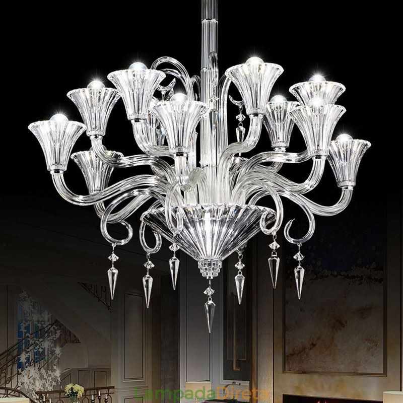 Lustre de cristal europeu decoração luz de teto com 12 luzes