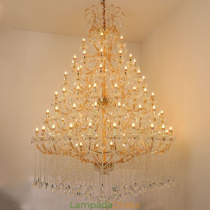 Lustre de cristal de luxo decoração luz de teto com 96 luzes