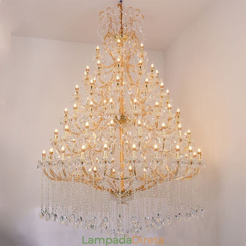 Lustre de cristal de luxo decoração luz de teto com 96 luzes