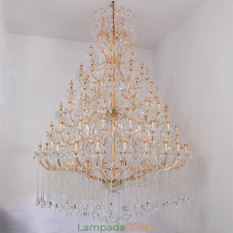 Lustre de cristal de luxo decoração luz de teto com 96 luzes