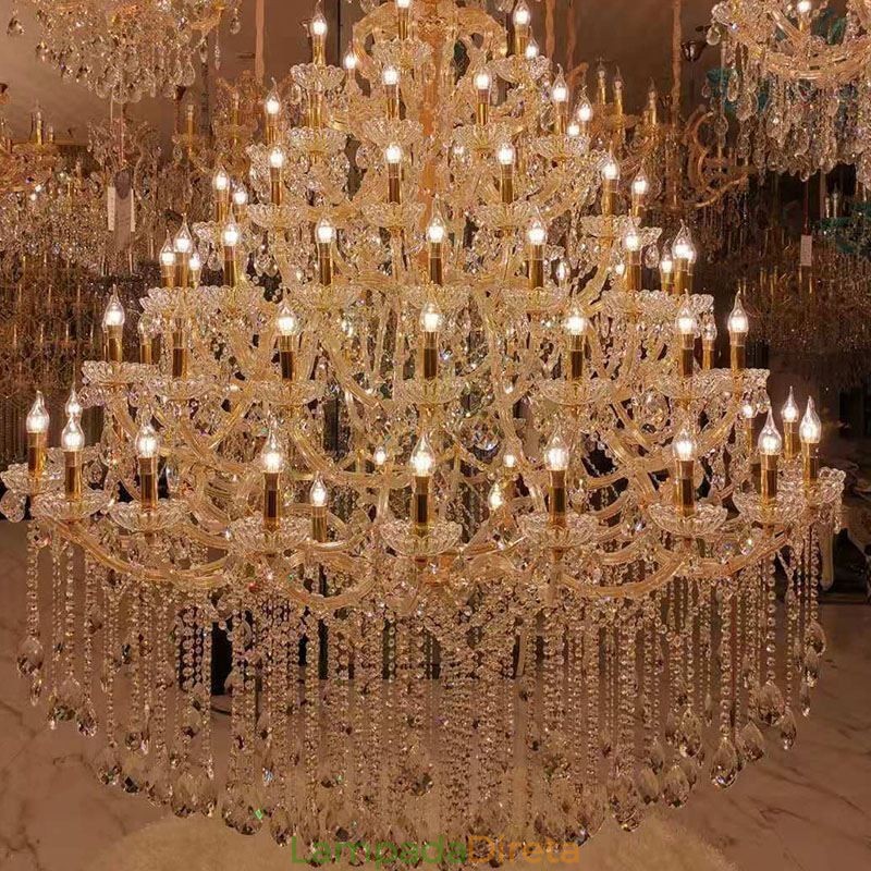 Lustre de cristal de luxo decoração luz de teto com 96 luzes