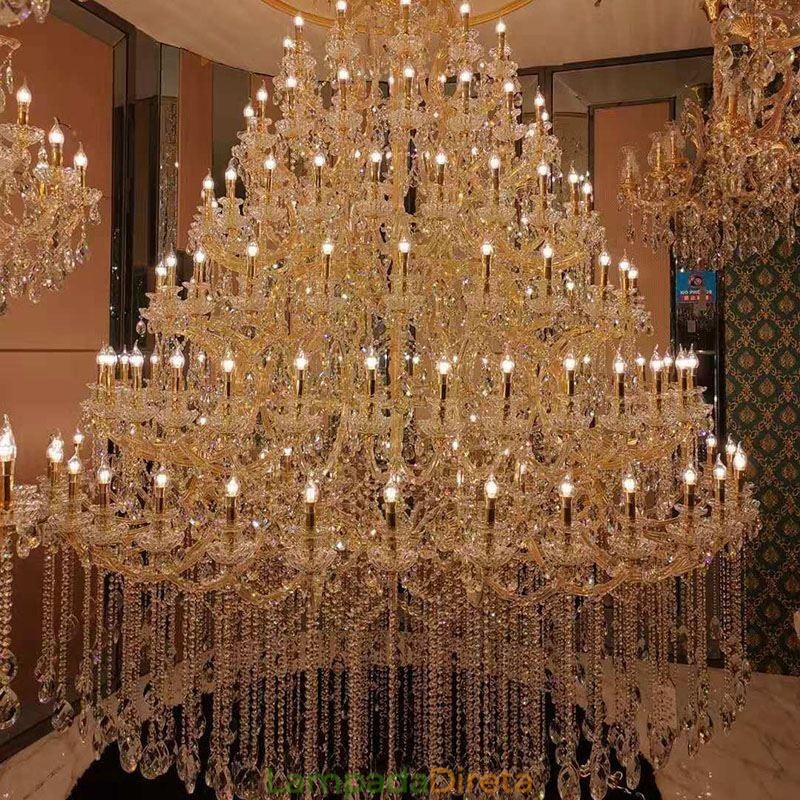 Lustre de cristal de luxo decoração luz de teto com 96 luzes